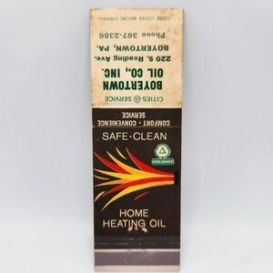 Vintage Matchbook Boyertown Oil Co. Home Heating Boyertown Pennsylvania